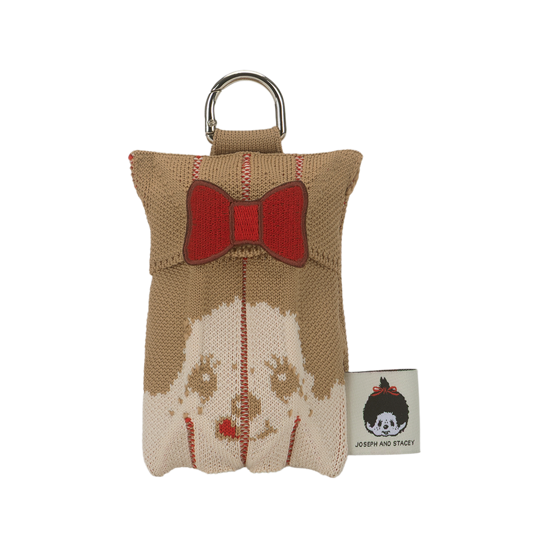 JSR01PCFL1BE_copy [KREAM 단독][사은품증정] JOSEPH&STACEY Lucky Pleats Knit  Mini Multi Pouch Monchhichi Girl Beige with Ribbon Wappen Red