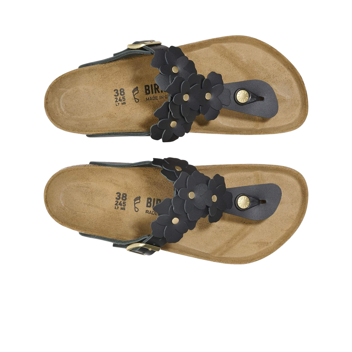 (W) 버켄스탁 지제 플라워 블랙 - 레귤러((W) Birkenstock Gizeh Flower Black - Regular) - 2