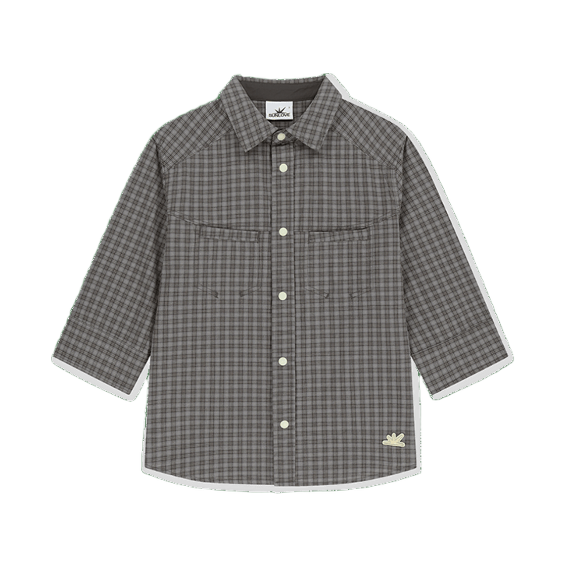 SL261WSHTS52GR [5% 적립] sunlovetour W Plaid 3/4 Sleeve Shirt Grey