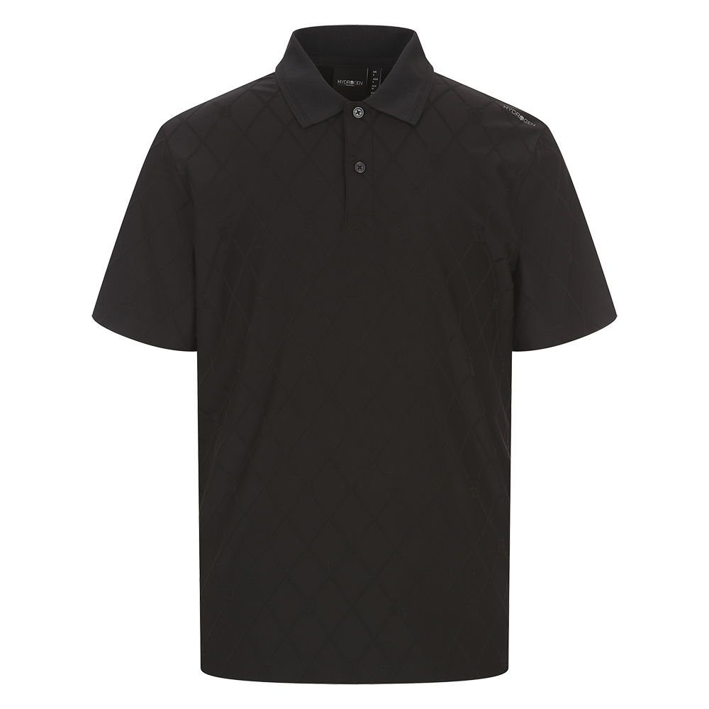 하이드로겐 남성 자카드 로고 반팔 티셔츠 블랙(HYDROGEN Men's Jacquard Logo Short Sleeve T-Shirt Black)