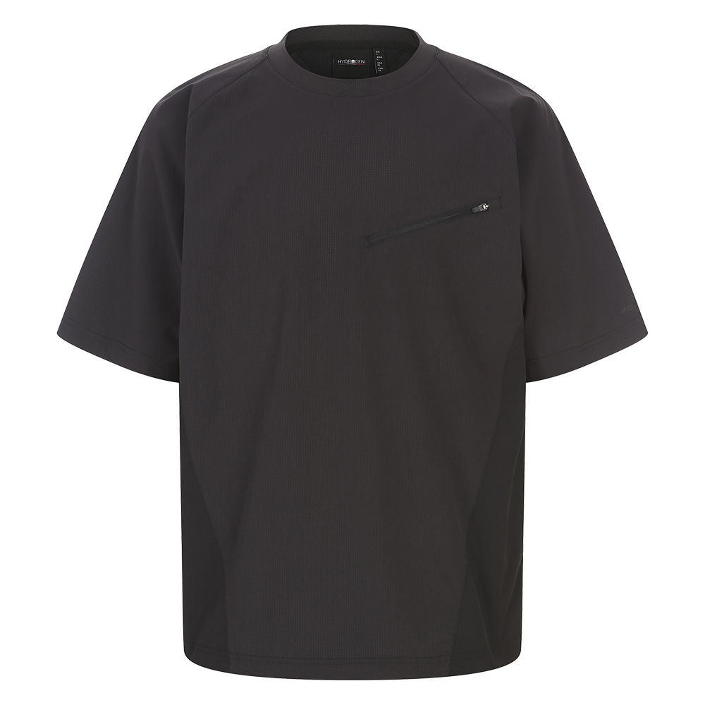 하이드로겐 남성 우븐 배색 반팔 티셔츠 그레이(HYDROGEN Men's Woven Color Block T-Shirt Grey) - 1