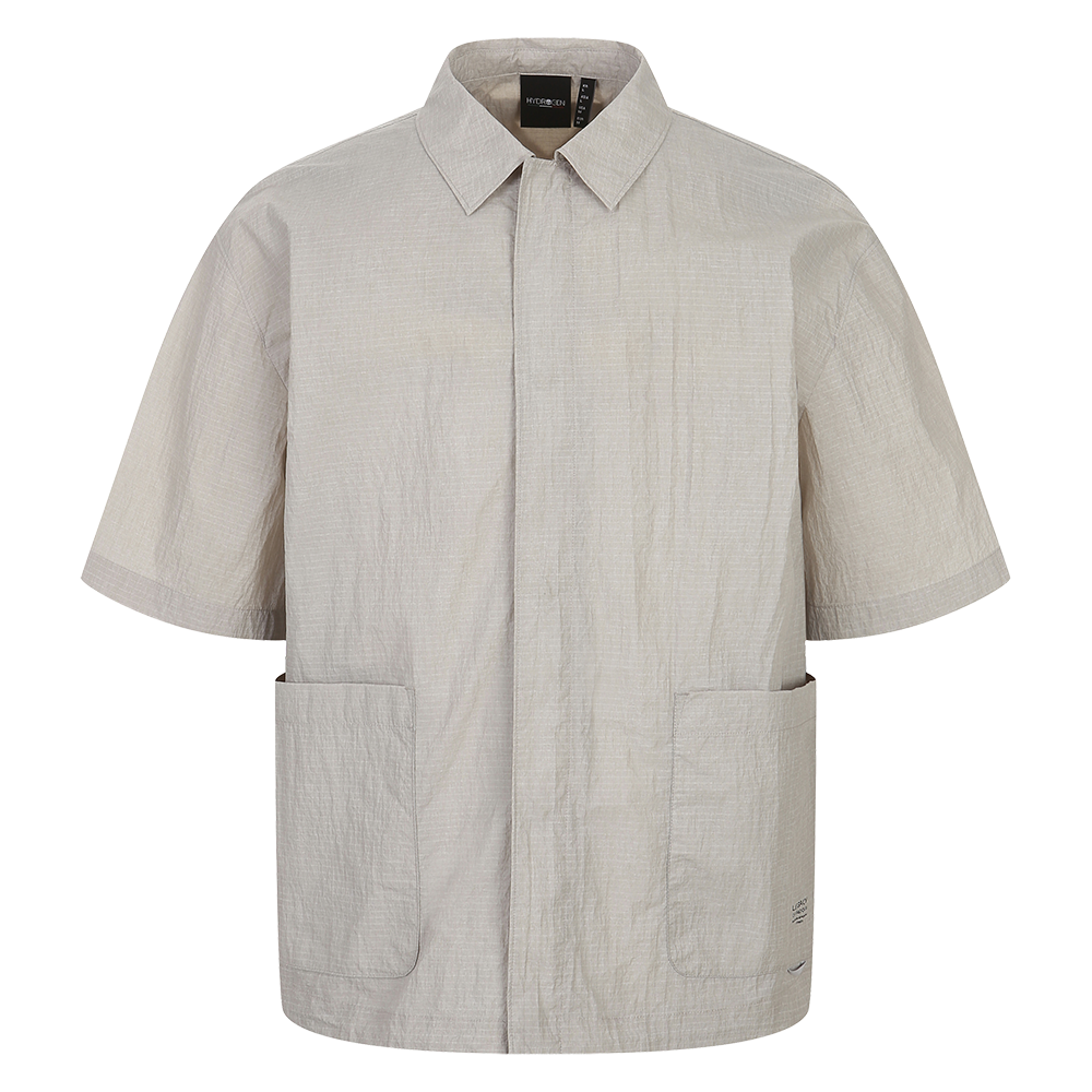 하이드로겐 남성 아웃포켓 반팔 셔츠 베이지(HYDROGEN Men’s Out-Pocket Short-Sleeve Shirt Beige) - 1