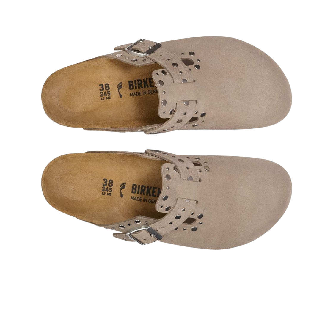 (W) 버켄스탁 보스턴 리벳 스웨이드 레더 토프 - 내로우((W) Birkenstock Boston Rivets Suede Leather Taupe - Narrow) - 2