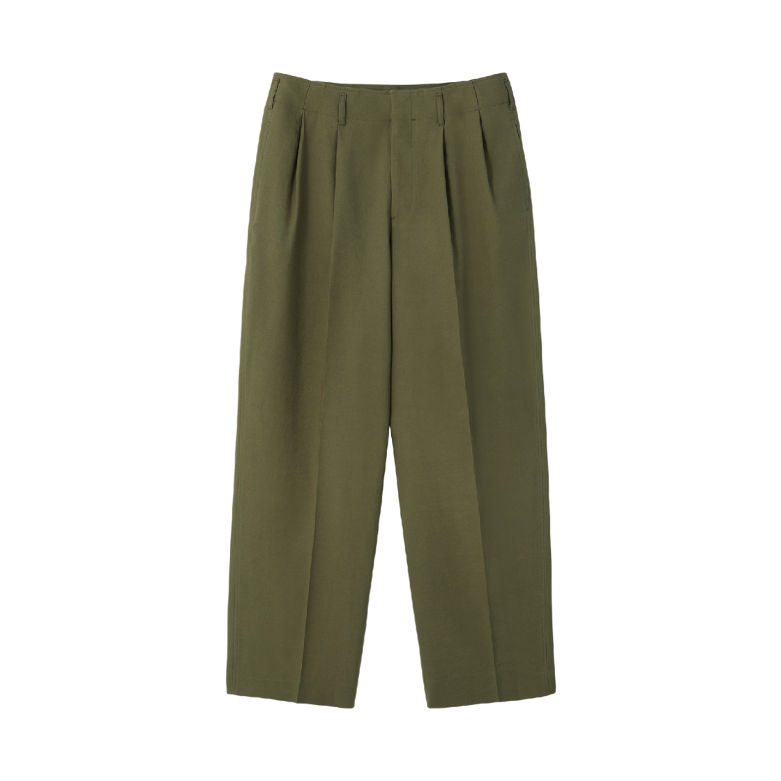 렉토 린넨 블렌드 플리츠 팬츠 카키(Recto Linen Blend Pleated Pants Khaki)