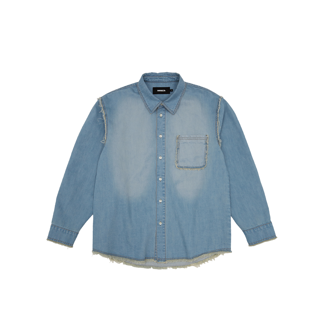 MEA01B6T01-LI MEA Vintage Letter Denim Shirt Light Indigo