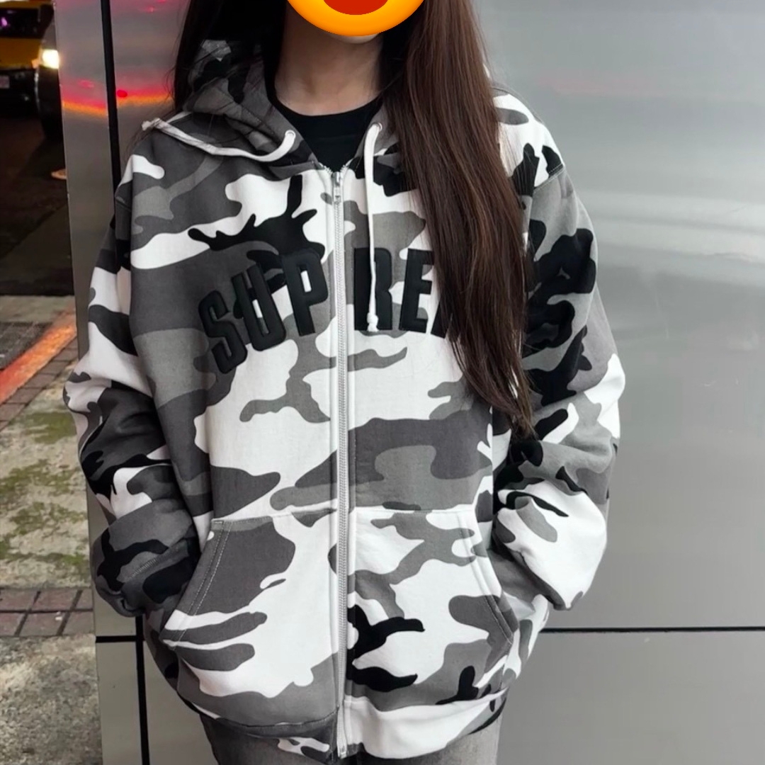 Supreme Arc Thermal Lined Zip Up Hooded Sweatshirt Snow Camo - 25FW 착용 스타일 - 2