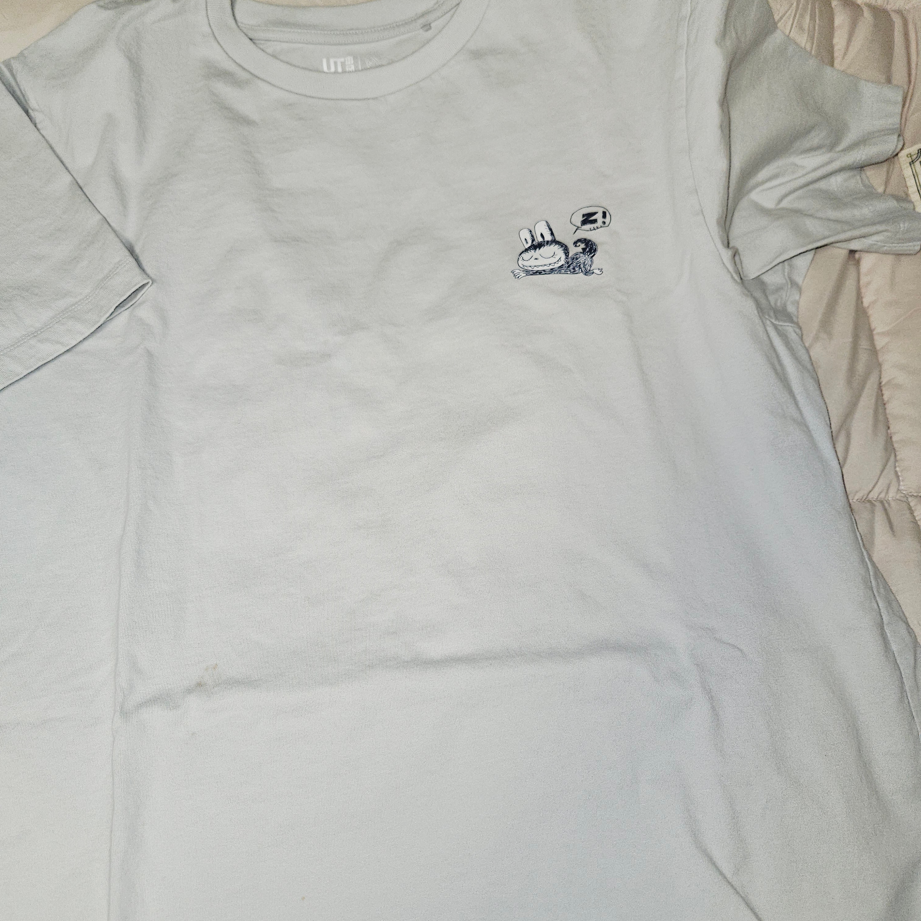 (W) Uniqlo UT x Pop Mart Graphic T-Shirt G Light Gray - JP 착용 스타일 - 3