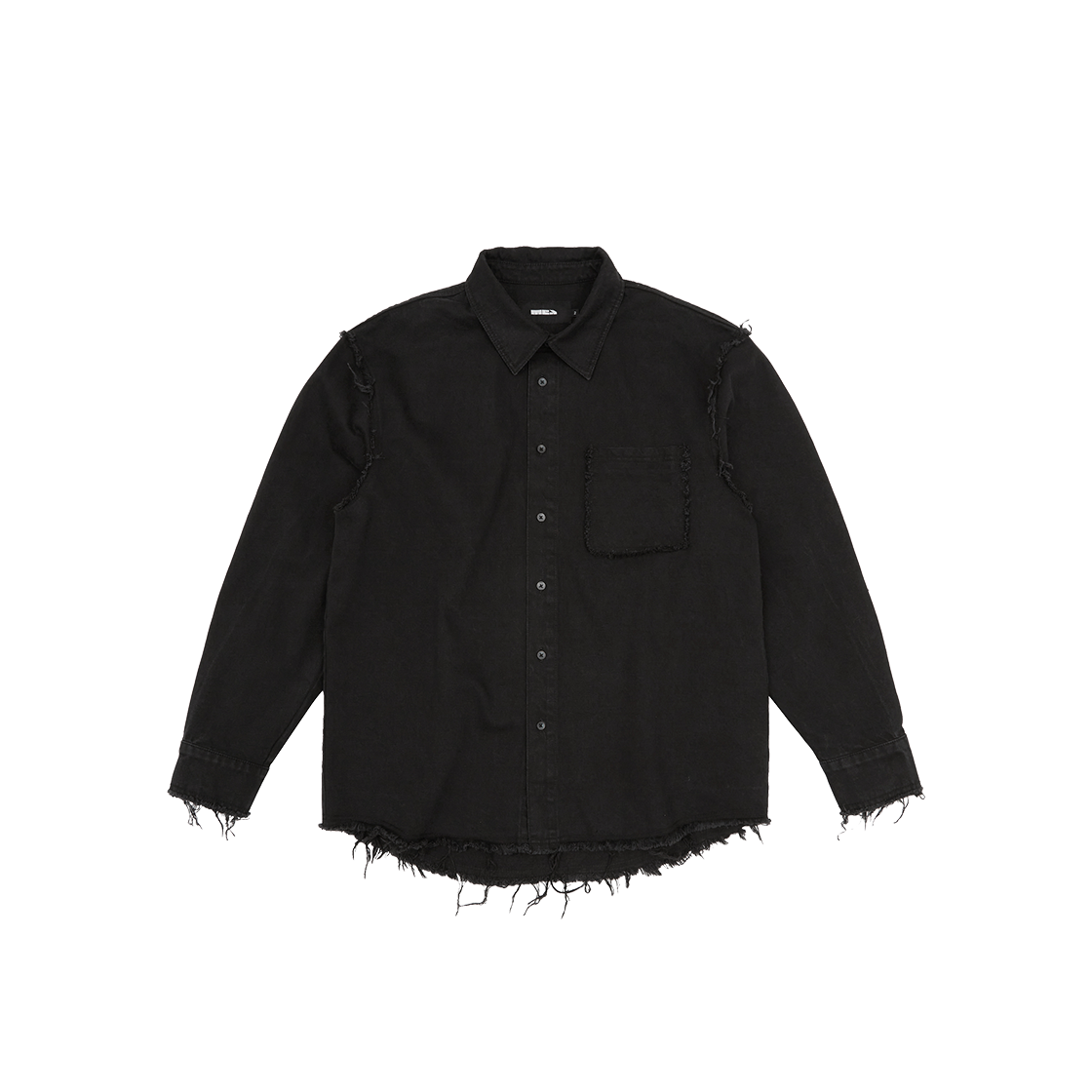 메아 빈티지 레터 데님 셔츠 블랙(Mea Vintage Letter Denim Shirt Black)