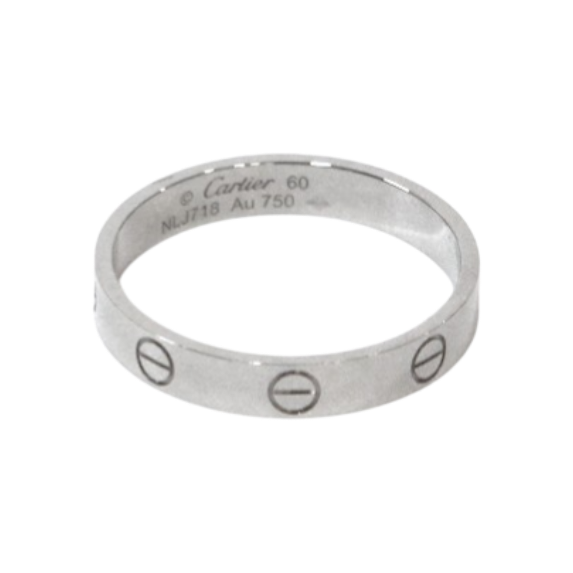 까르띠에 60호 미니 750 화이트 골드 러브 반지 C-B50929(Cartier Love Ring Mini 60 in 750 White Gold C-B50929) - 1