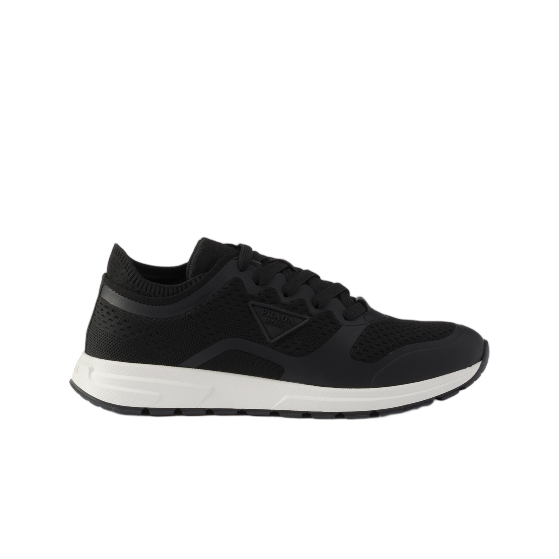 1E219O-58V-F0002 (W) Prada Prax 2.0 Knit Fabric Sneakers Black