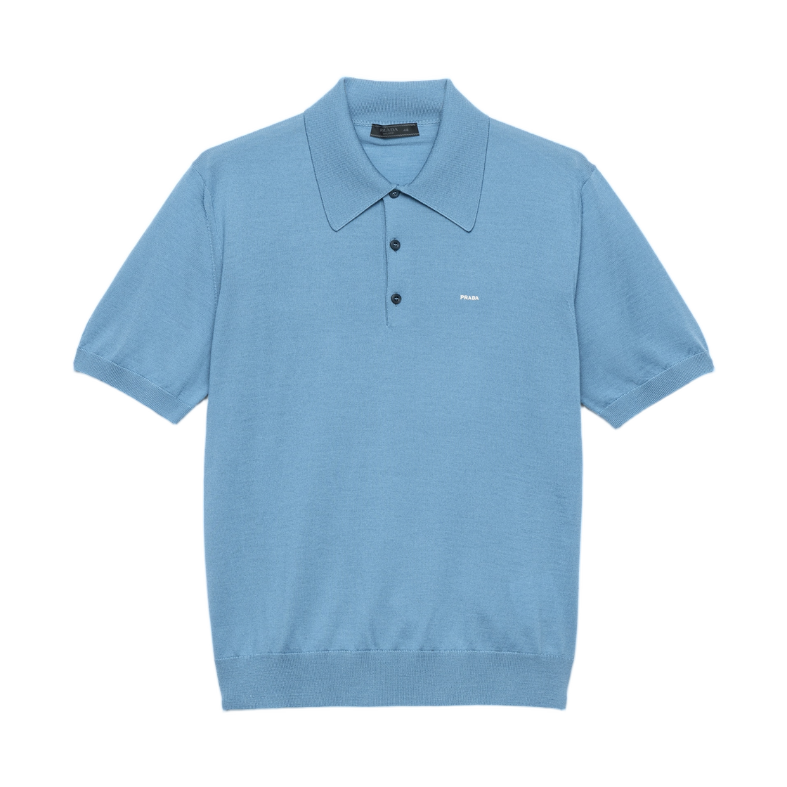 UMF148-18DY-F0154 Prada Superfine Wool Polo Shirt Aviator Blue