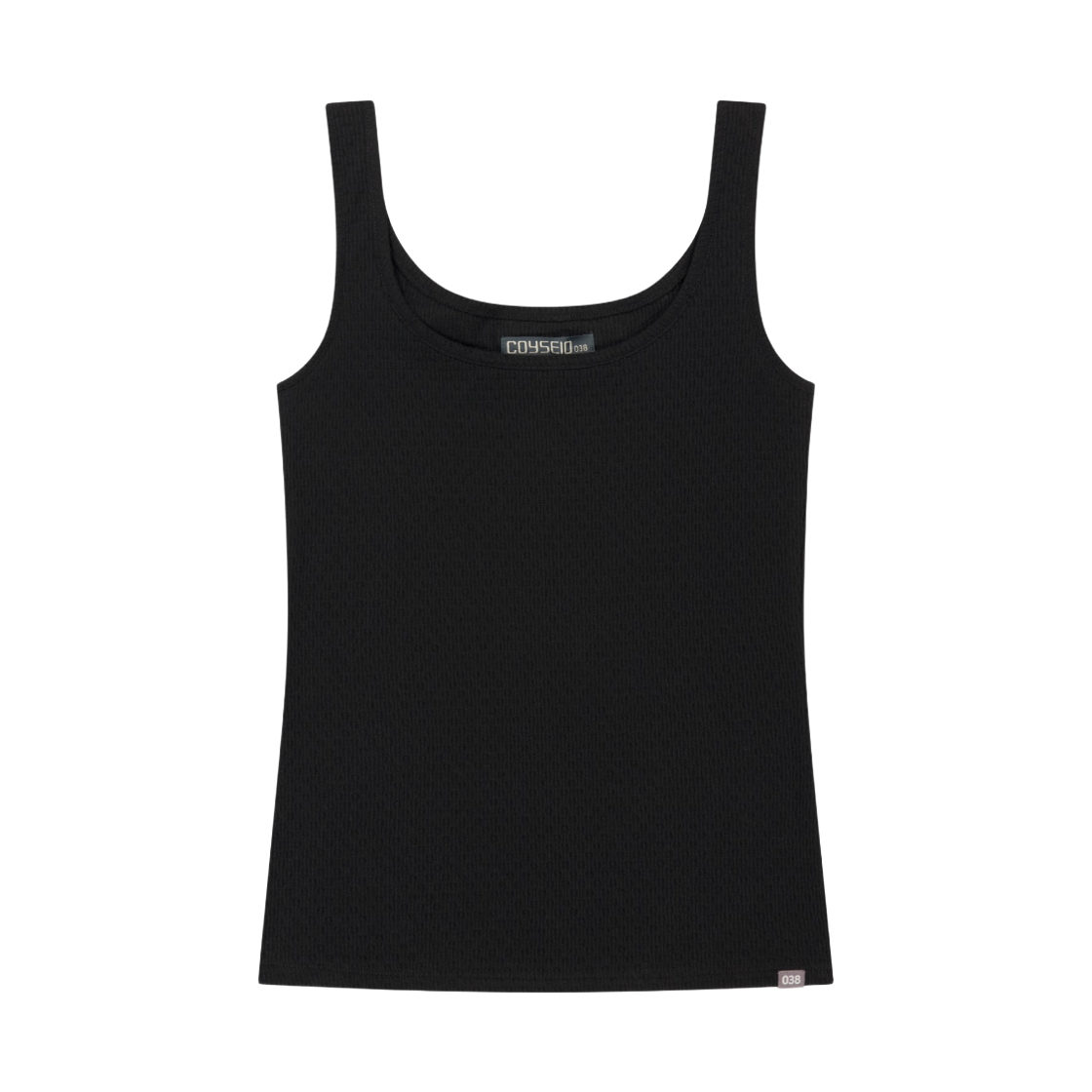 코이세이오 038 미니 와플 릴렉스트 슬리브리스 블랙(COYSEIO 038 Mini Waffle Relaxed Sleeveless Black)
