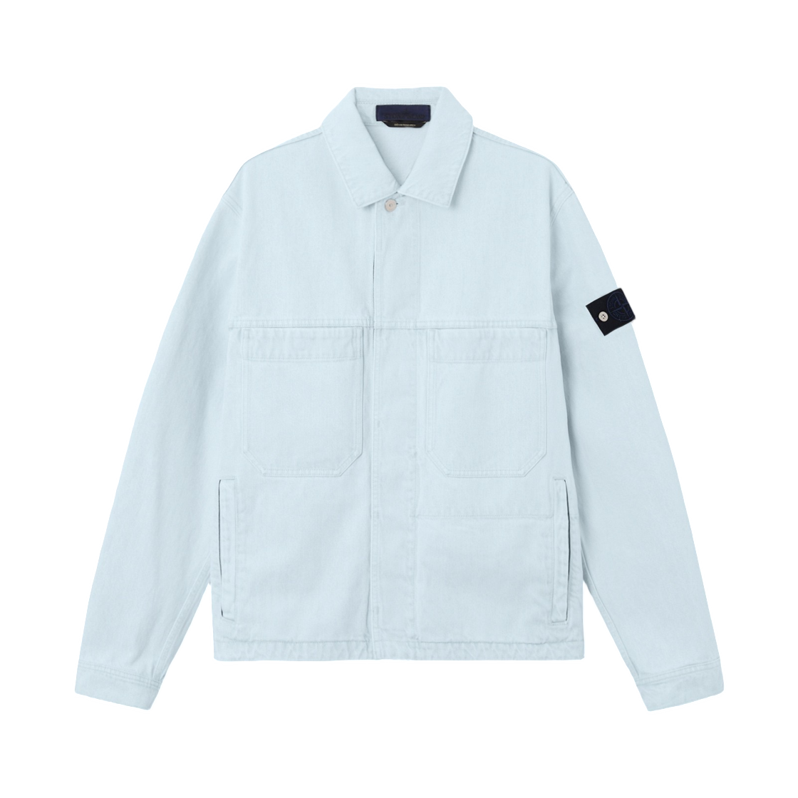 L1S144100006-S00J9-VJ203 Stone Island 4100006 Indigo Denim-Ultra Bleached Coach Jacket with Pockets Blue Extra Bleach - 26SS