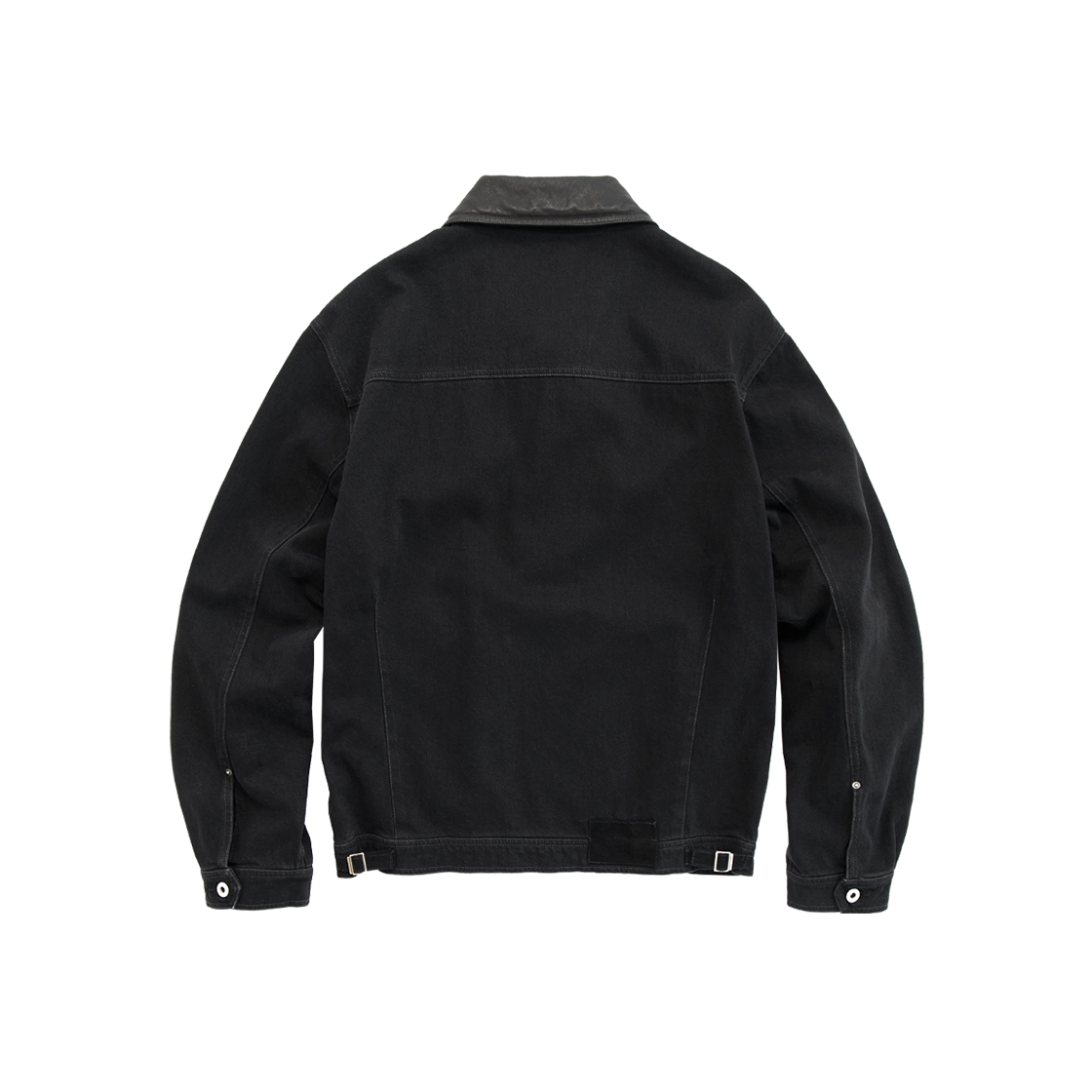 폴리테루 유즈드 트러커 자켓 블랙 (레더 칼라)(Polyteru Used Trucker Jacket Black (Leather Collar)) - 2