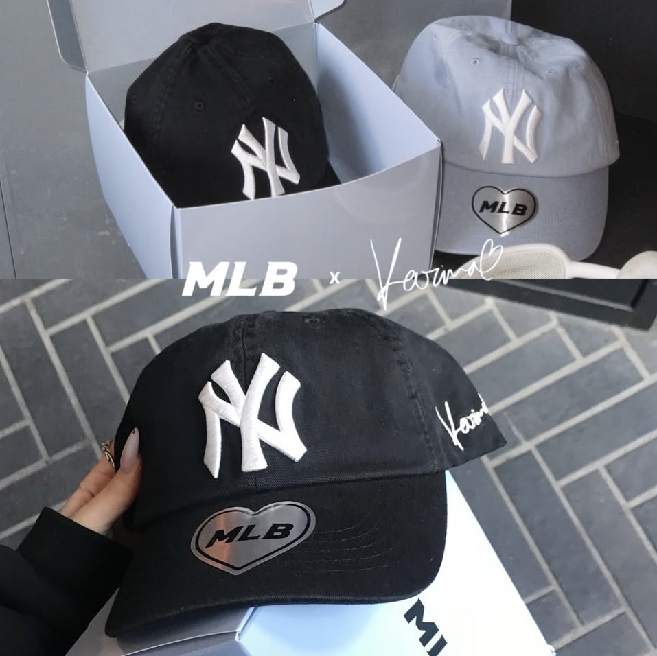 MLB x Karina Signature Unstructured Ball Cap Black 착용 스타일