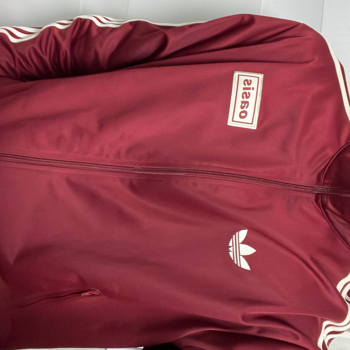 Adidas x Oasis Tour Firebird Track Top Noble Maroon - US Sizing 착용 스타일