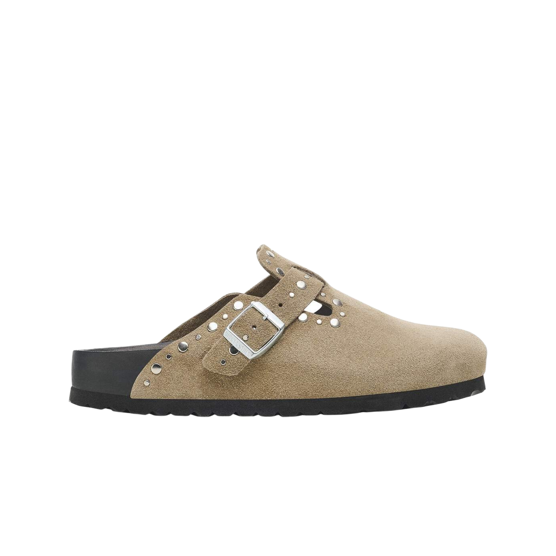 1027864 (W) Birkenstock Boston Rivets Suede Leather Taupe - Narrow