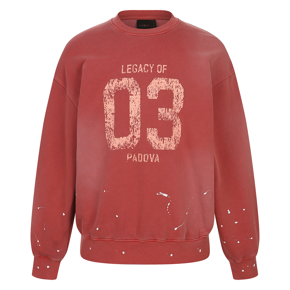 H11F1FM203 HYDROGEN Men's Numbered Dyed Sweatshirt Red