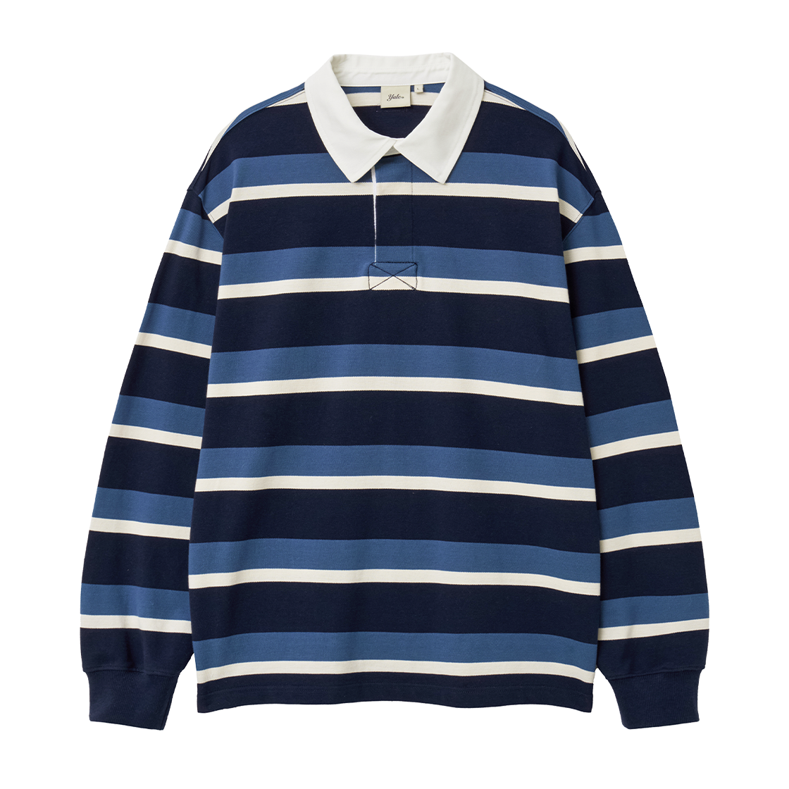 예일 스트라이프 럭비 피케 긴팔 티셔츠_네이비(Yale Stripe Rugby Pique Long Sleeve T-Shirt_Navy)