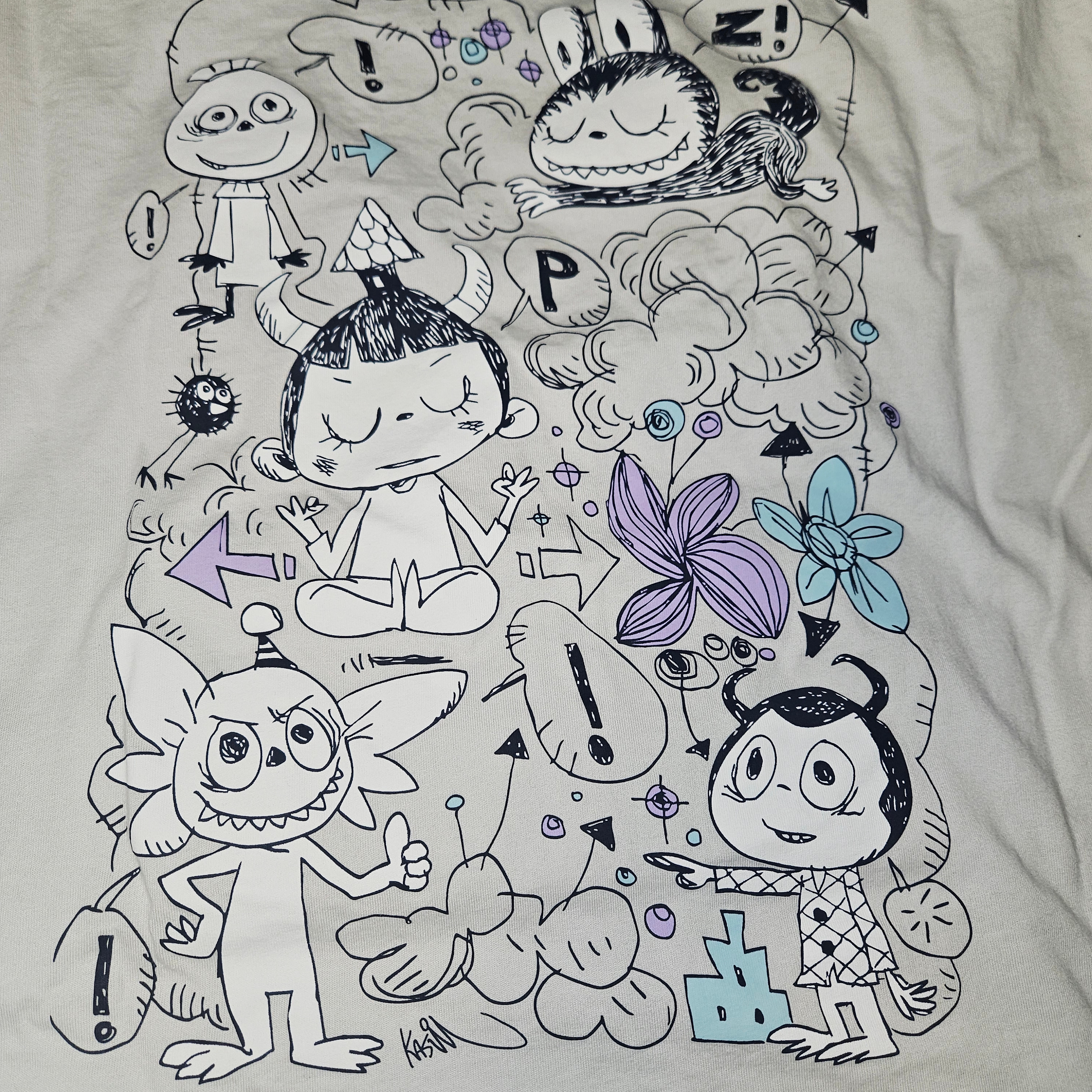 (W) Uniqlo UT x Pop Mart Graphic T-Shirt G Light Gray - JP 착용 스타일 - 1