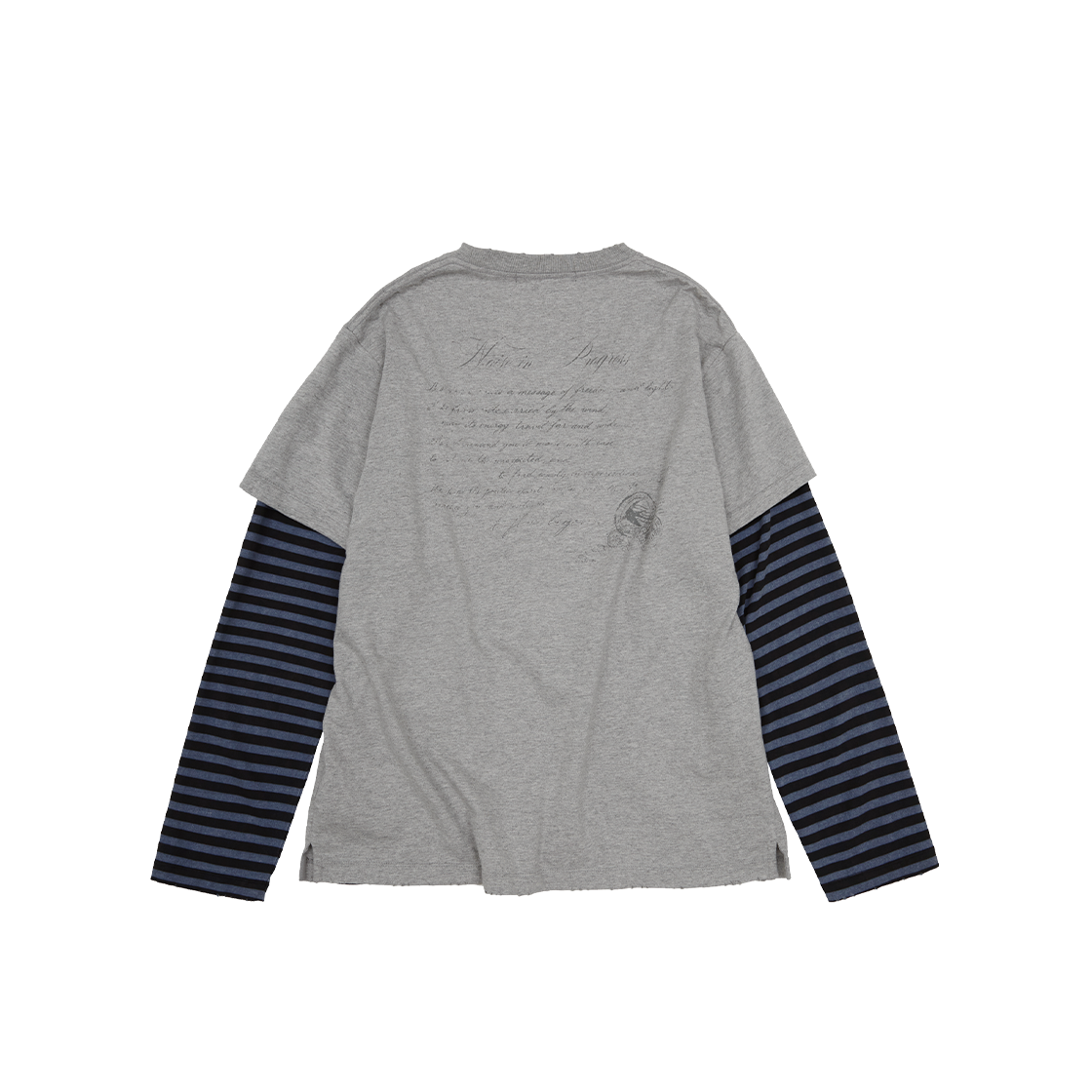 메아 데미지드 레이어드 박시 탑 멜란지 그레이(MEA Damaged Layered Boxy Top Melange Grey) - 2