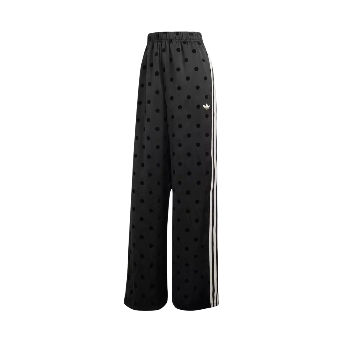 (W) 아디다스 오리지널스 사틴 폴카 닷 와이드 레그 팬츠 블랙 - KR 사이즈((W) Adidas Originals Satin Polka Dot Wide Leg Pants Black - KR Sizing) - 1