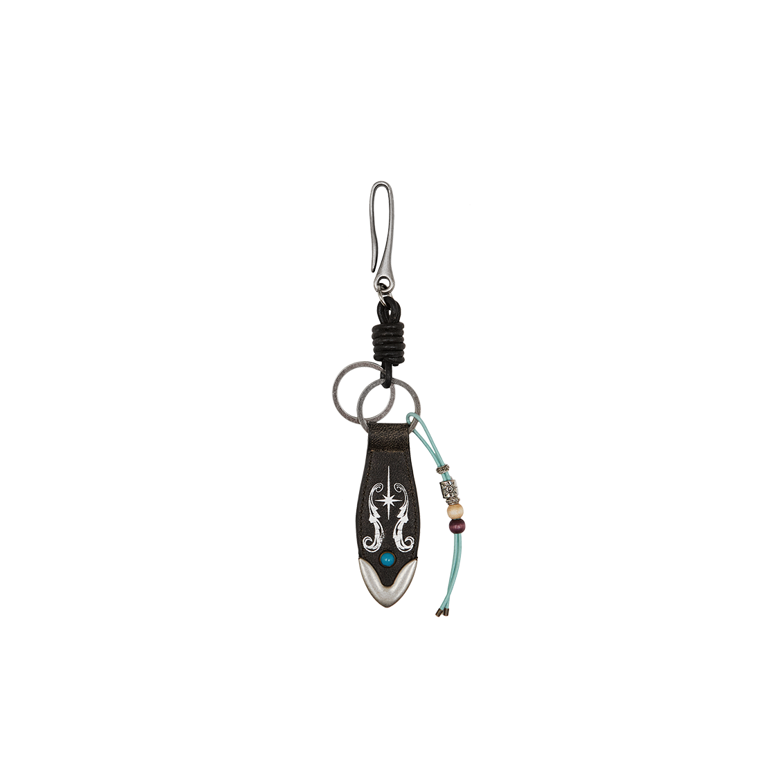 메아 비드 레더 키링 블랙(Mea Bead Leather Keyring Black)