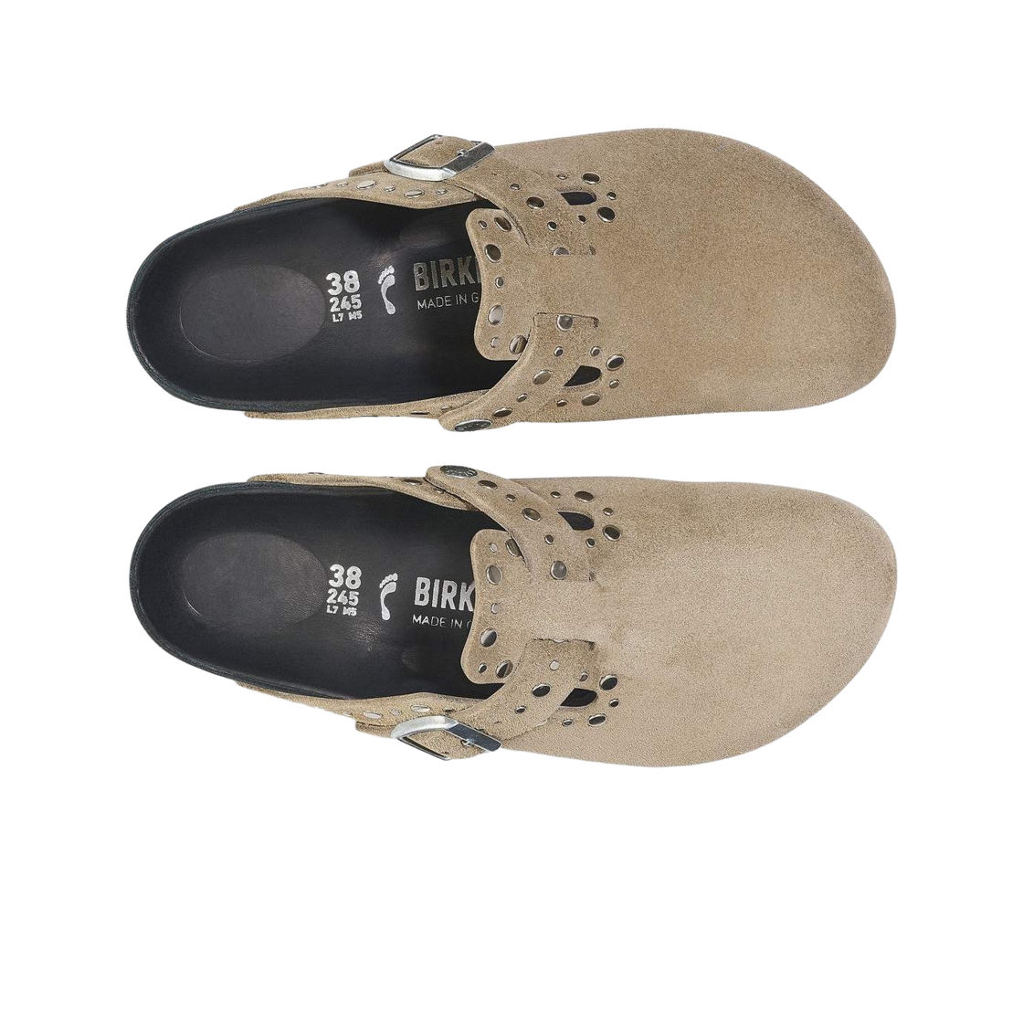 (W) 버켄스탁 보스턴 리벳 스웨이드 레더 토프 - 내로우((W) Birkenstock Boston Rivets Suede Leather Taupe - Narrow) - 2