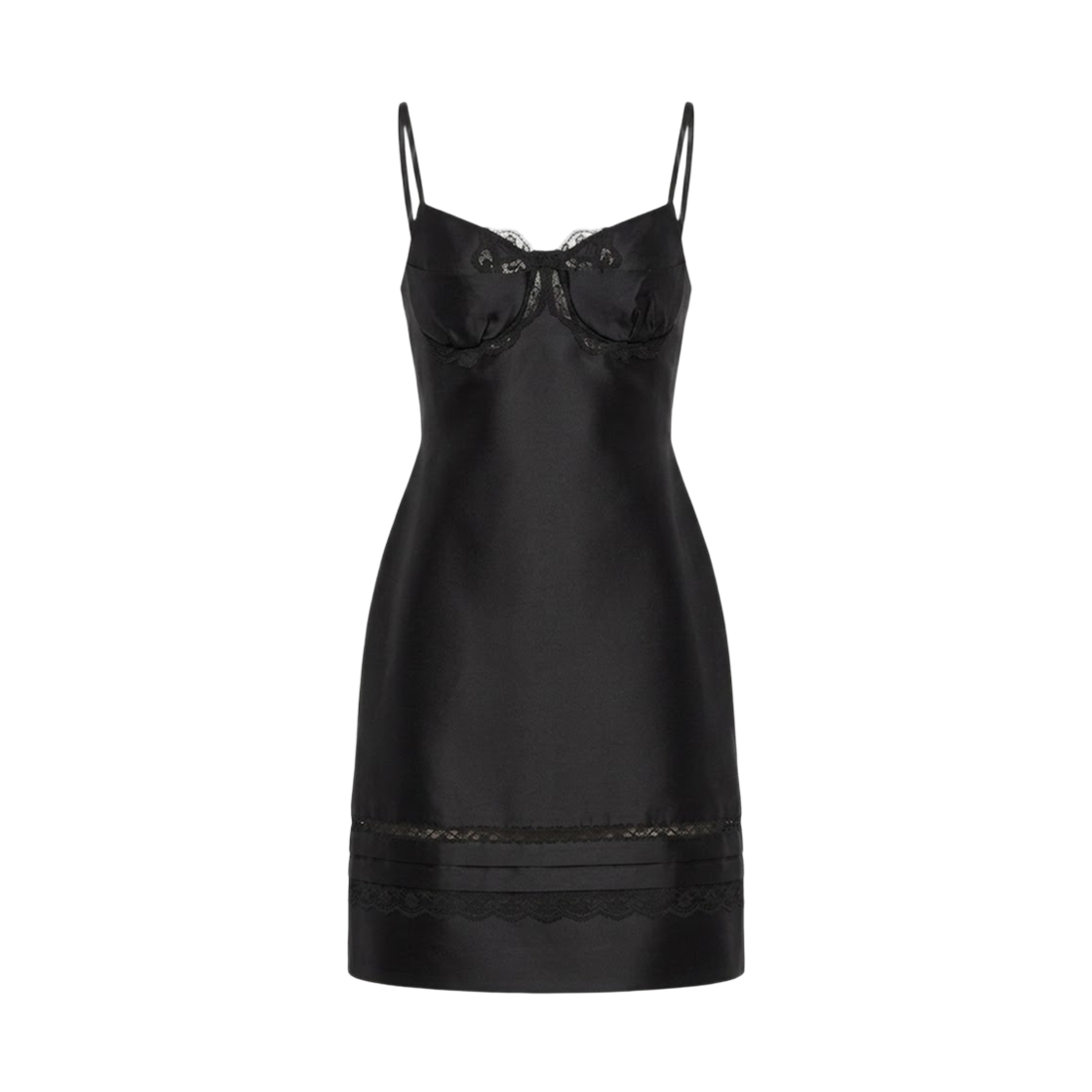 (W) 슈슈통 더블 보디스 리본 슬링 드레스 블랙((W) Shushu/Tong Double Bodice Ribbon Sling Dress Black)
