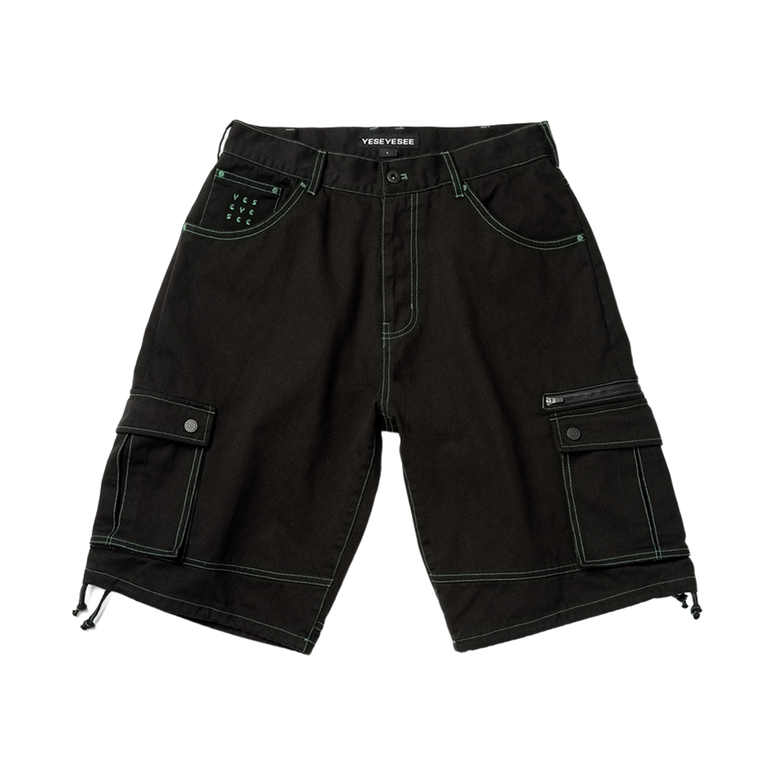 [더블적립]예스아이씨 콘트라스트 스티치 카고 쇼츠 블랙([더블적립]YESEYESEE Contrast Stitch Cargo Shorts Black) - 1