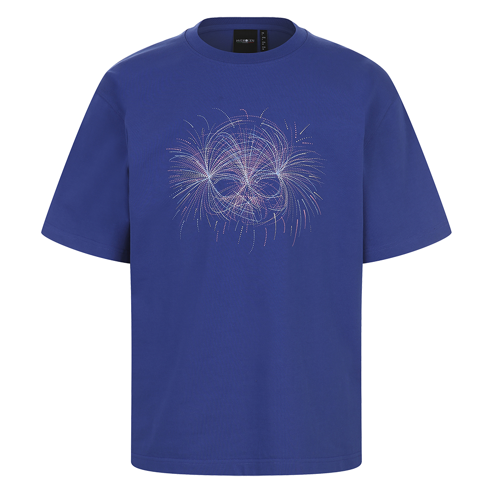 하이드로겐 남성 파이어 본즈 반팔 티셔츠 블루(HYDROGEN Men’s Fire Bone-Z Graphic T-Shirt Blue) - 1