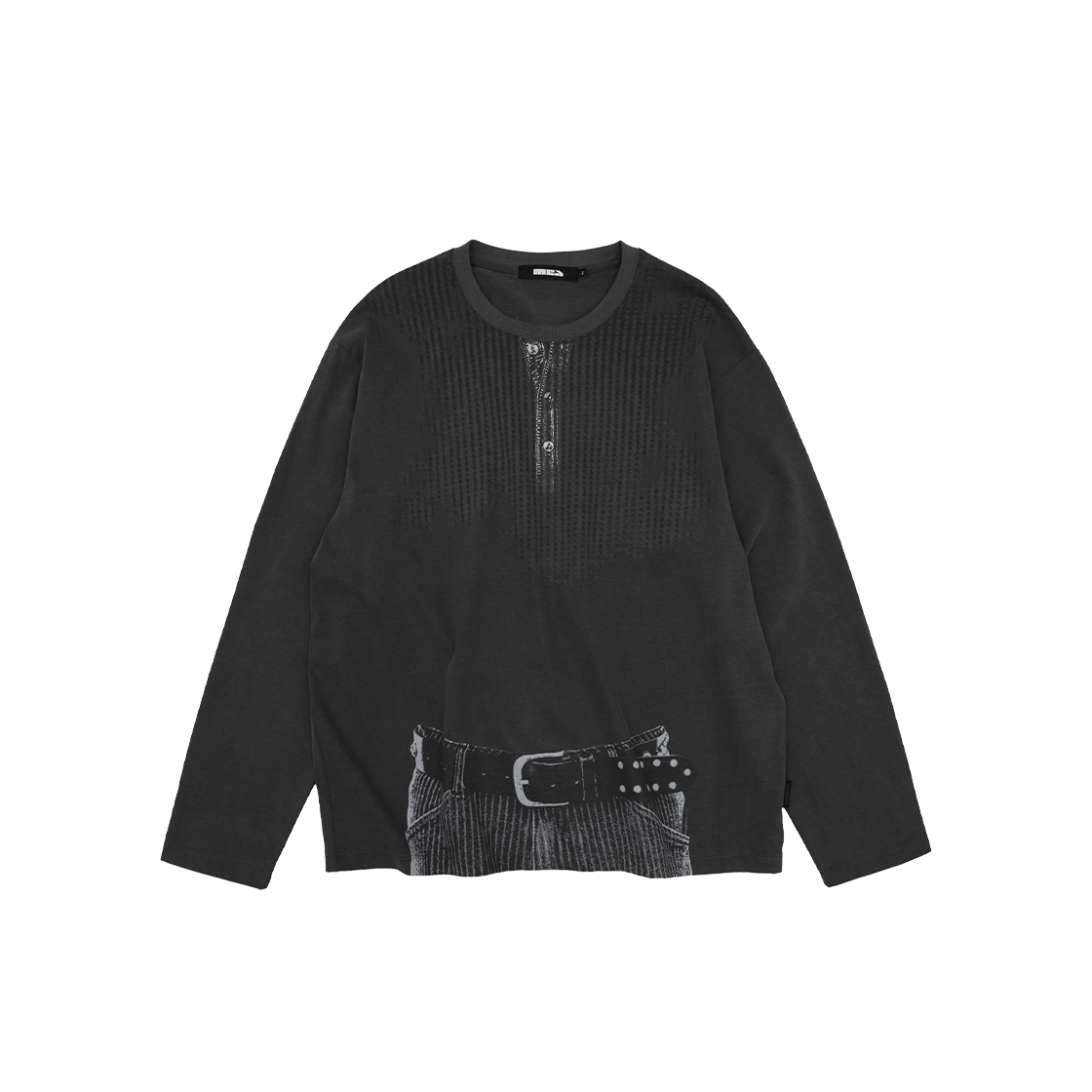 MEA01B6T06-CH MEA Illusion Printed L/S Top Charcoal