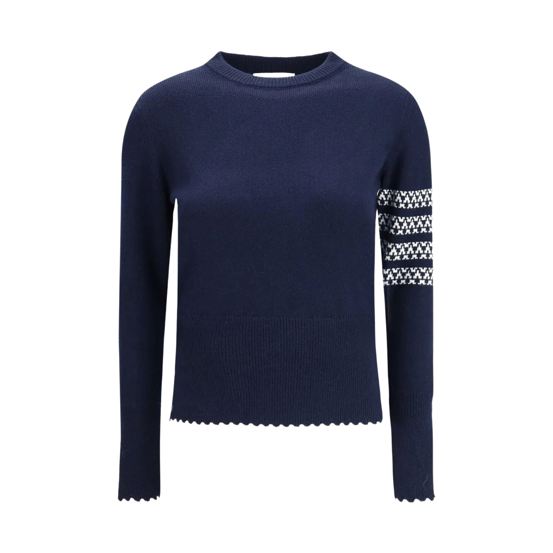 FKA514A-Y1029-415 (W) Thom Browne Merino Wool Holiday Hector Pullover Navy