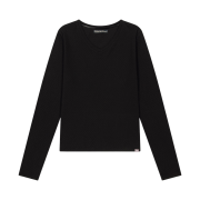 COYSEIO 038 Mini Waffle V-Neck Long Sleeve Black