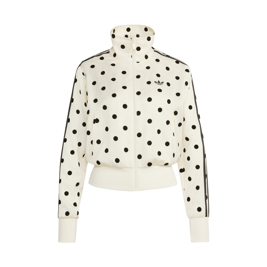 (W) 아디다스 오리지널스 새틴 폴카 닷 트랙 탑 오프 화이트 - KR 사이즈((W) Adidas Originals Satin Polka Dot Track Top Off White - KR Sizing)