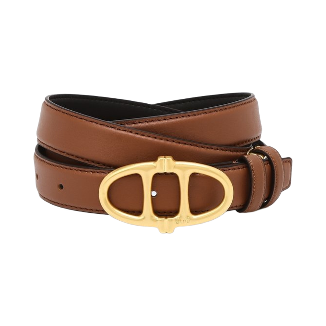 AABE6E003W2 Athe Vanessabruno Acc 25Mm Brown Matte Leather Double A Belt (Gold) Normal Brown