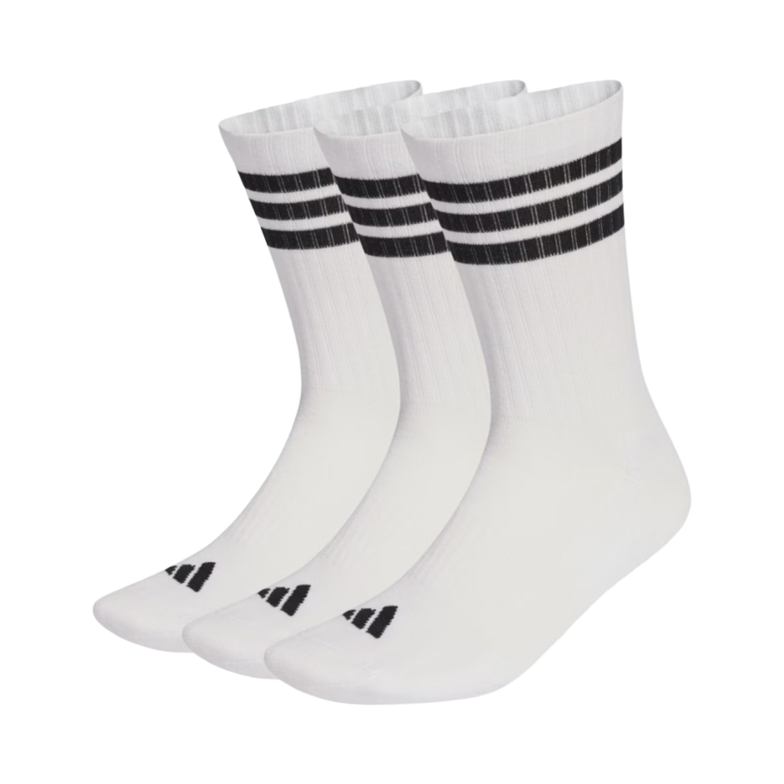JZ0532 Adidas 3 Stripes Cushion Sportswear Crew Socks White Black (3 Pack)