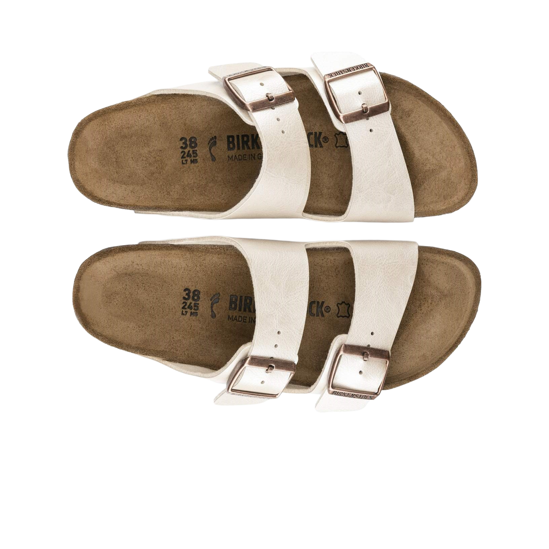 (W) 버켄스탁 아리조나 비르코 플로 그레이스풀 펄 화이트 - 내로우((W) Birkenstock Arizona Birko Flor Graceful Pearl White - Narrow) - 2