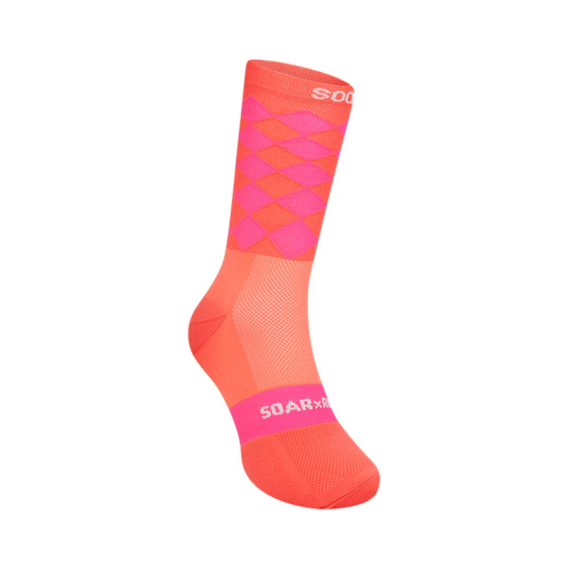 소어 러닝 다이아몬드 크루 삭스 플루로 코랄(Soar Running Diamond Crew Sock Fluro Coral) - 1