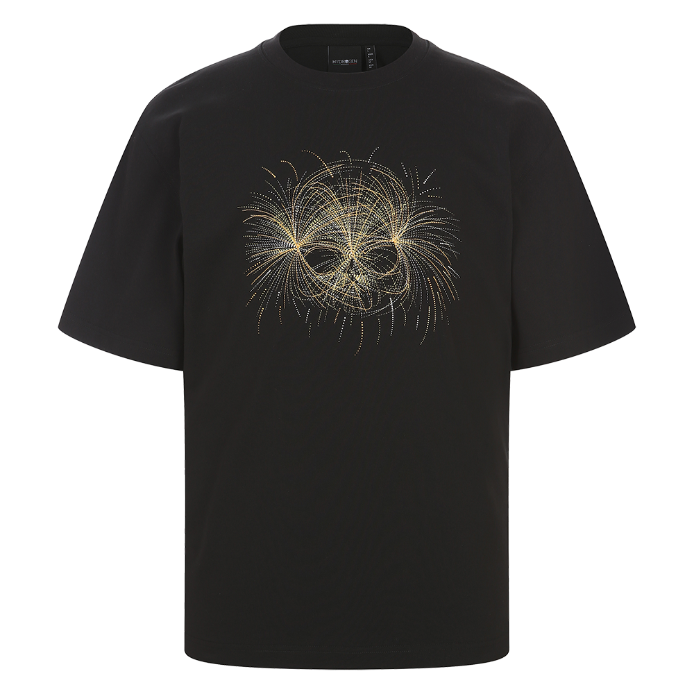 하이드로겐 남성 파이어 본즈 반팔 티셔츠 블랙(HYDROGEN Men’s Fire Bone-Z Graphic T-Shirt Black)