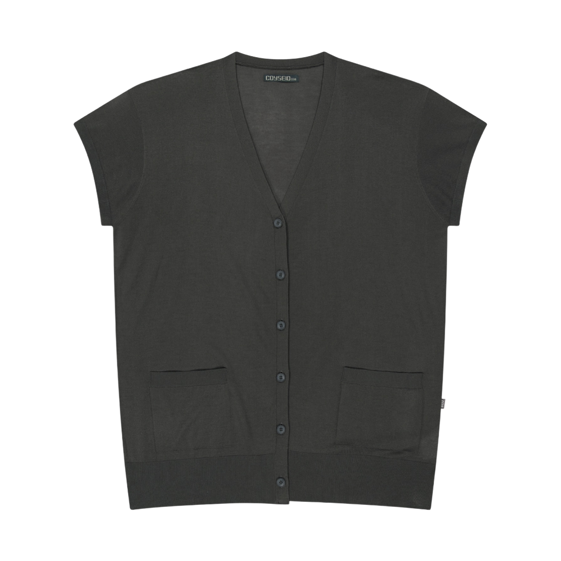 코이세이오 038 하프 슬리브 가디건 차콜(COYSEIO 038 Half Sleeve Cardigan Charcoal)
