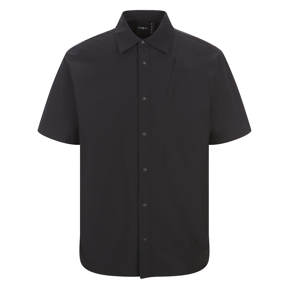하이드로겐 남성 시어서커 반팔 셔츠 블랙(HYDROGEN Men’s Seersucker Short-Sleeve Shirt Black)