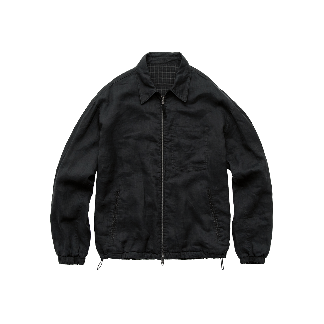 폴리테루 리버시블 블루종 라미 & 체크 002 블랙 체크 + 차콜(Polyteru Reversible Blouson Ramie & Check 002 Black Check + Charcoal) - 3