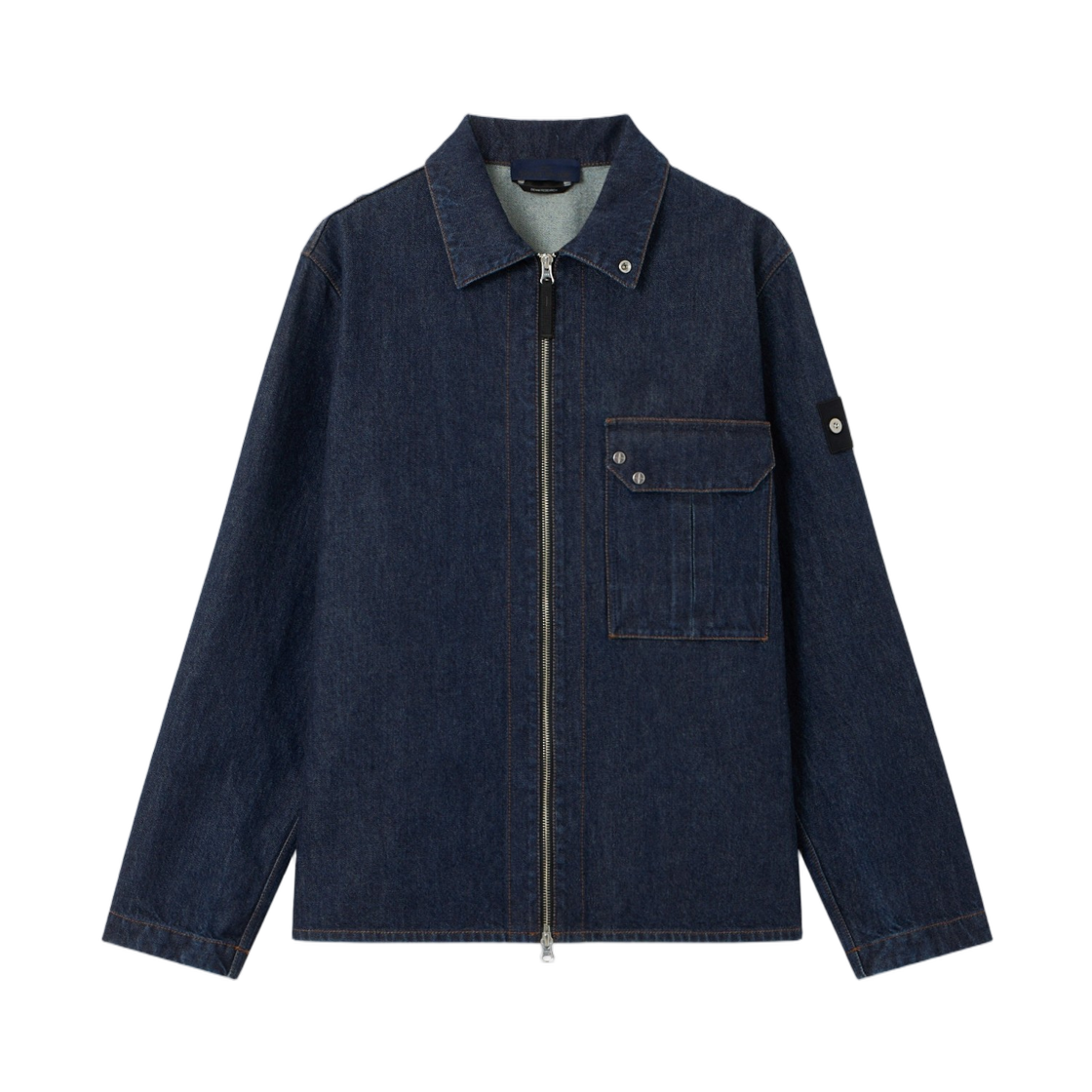 L1S1412000-02S00J7-VJ201 Stone Island 1200002 Indigo Denim-Rinsed Comfort-Fit Overshirt with Zip Fastening Blue Rinse - 26SS
