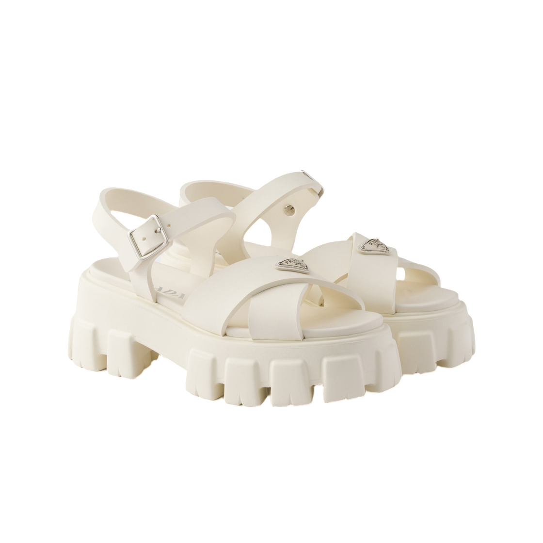 (W) 프라다 모놀리스 러버 샌들 아이보리((W) Prada Monolith Rubber Sandals Ivory) - 2