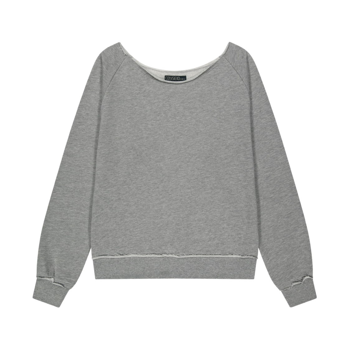 코이세이오 038 오프 숄더 스웨트 셔츠 멜란지 그레이(COYSEIO 038 Off-Shoulder Sweatshirt Melange Grey)