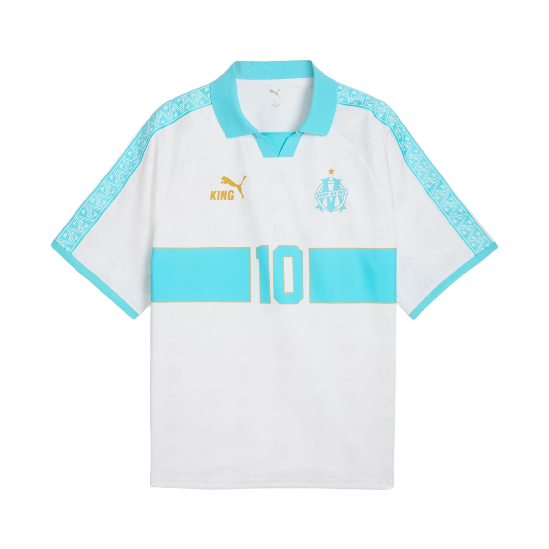 785777-40 Puma Olympique de Marseille King Retro Jersey White Team Aqua (Non Marking Ver.)