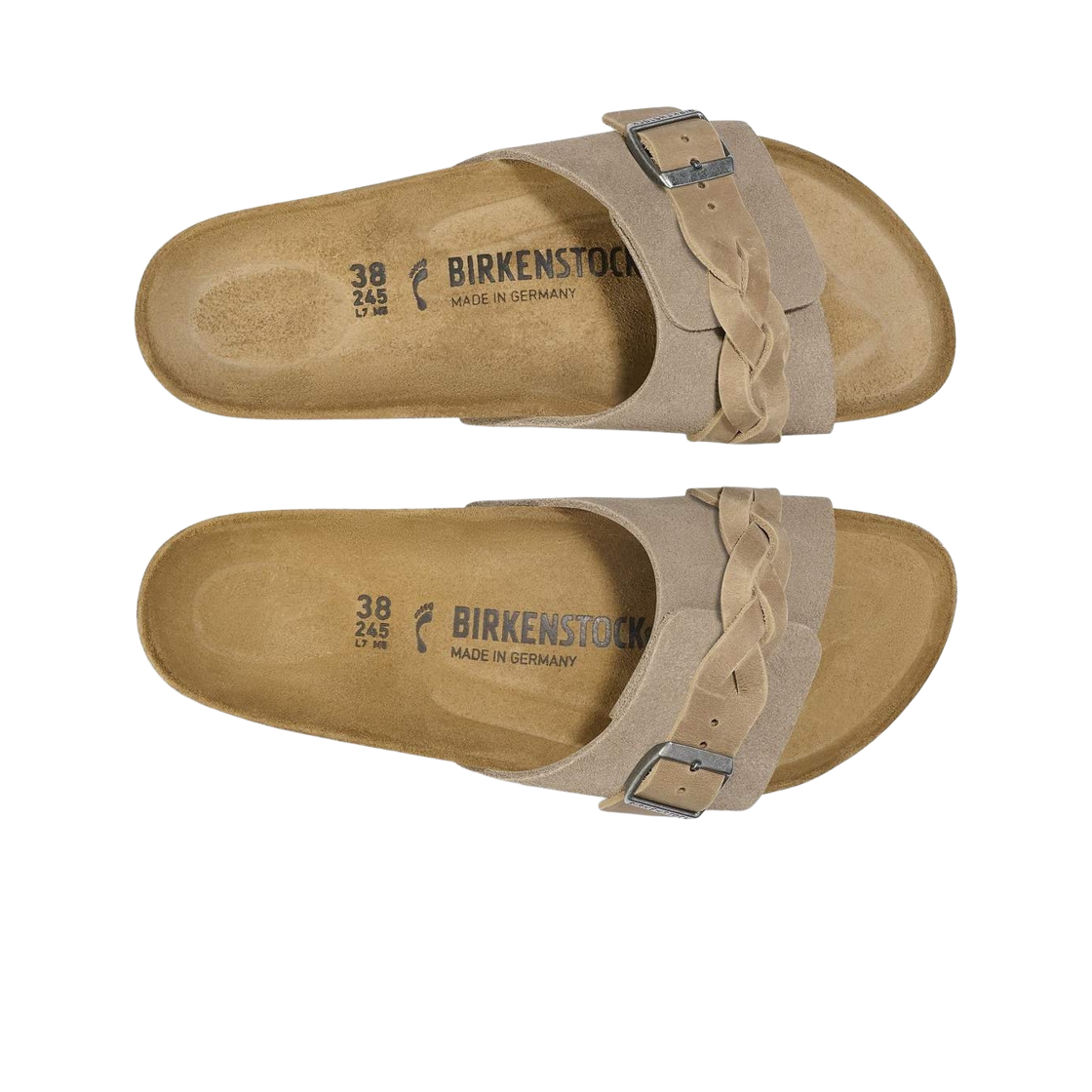 (W) 버켄스탁 오이타 브레이디드 스웨이드 레더 토프 - 내로우((W) Birkenstock Oita Braided Suede Leather Taupe - Narrow) - 2
