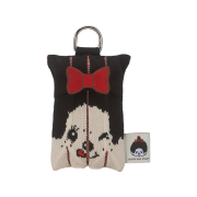 JOSEPH&STACEY Lucky Pleats Knit  Mini Multi Pouch Monchhichi Girl Black with Ribbon Wappen Red