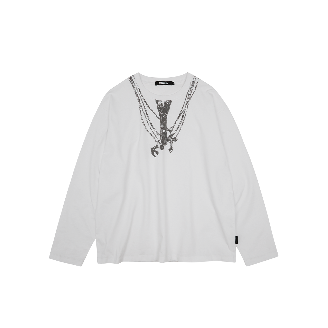 메아 일루전 프린트 롱슬리브 탑 화이트(Mea Illusion Printed L/S Top White)